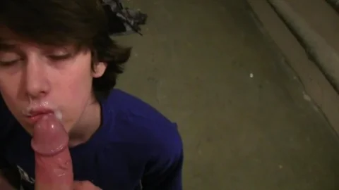 A pretty 18yo teen with chaotic hairstyle sucks off