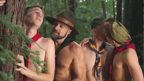 Raw creampie stains Zac’s scout uniform pants